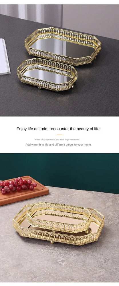 Luxus Spiegel Metall Tablett - Café Restaurant Aufbewahrung Dekoration