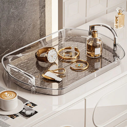 Transparentes Kunststoff Serviertablett mit Griffen - Vielseitig für Essen Tee