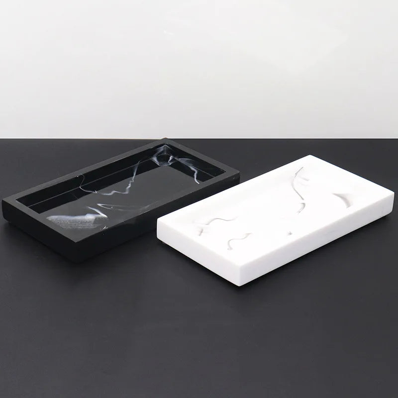 Marmor Harz Aufbewahrungstablett Rechteckig - Bad Schmuck Küche Organizer