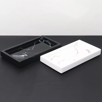 Marmor Harz Aufbewahrungstablett Rechteckig - Bad Schmuck Küche Organizer