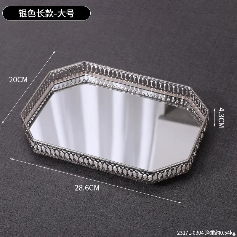 Luxus Spiegel Metall Tablett - Café Restaurant Aufbewahrung Dekoration
