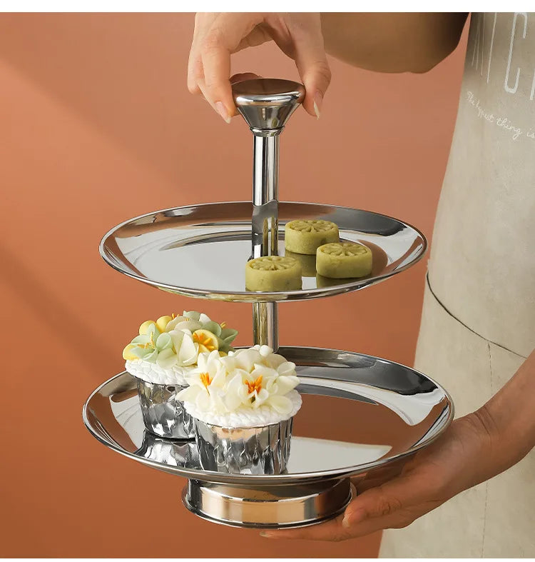 Edelstahl Etagere 3-stöckig Herzform - Afternoon Tea Dessert Kuchenständer
