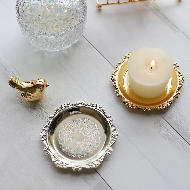 Rundes Metall Tablett - Obst Kuchen Dessert Schmuckschale Aufbewahrung