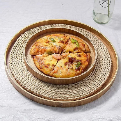 Japanisches Holztablett Rund - Teetablett Snack Dessert Obstschale