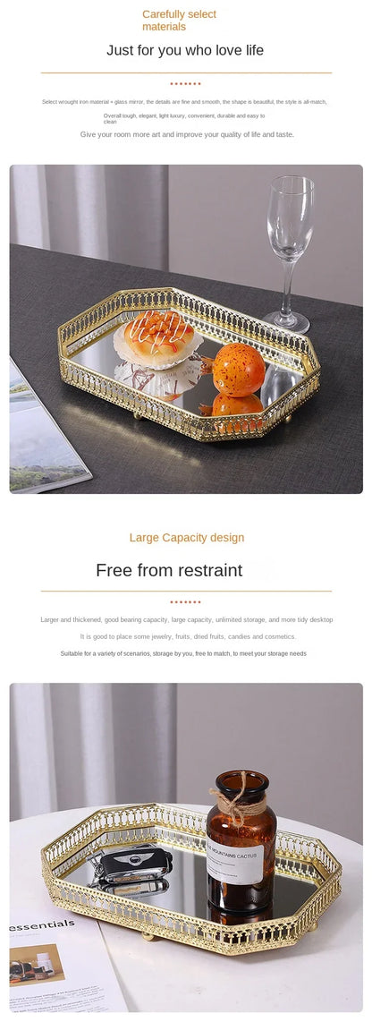 Luxus Spiegel Metall Tablett - Café Restaurant Aufbewahrung Dekoration