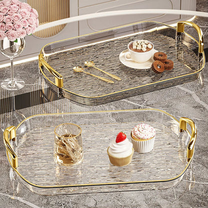 Transparentes Kunststoff Serviertablett mit Griffen - Vielseitig für Essen Tee