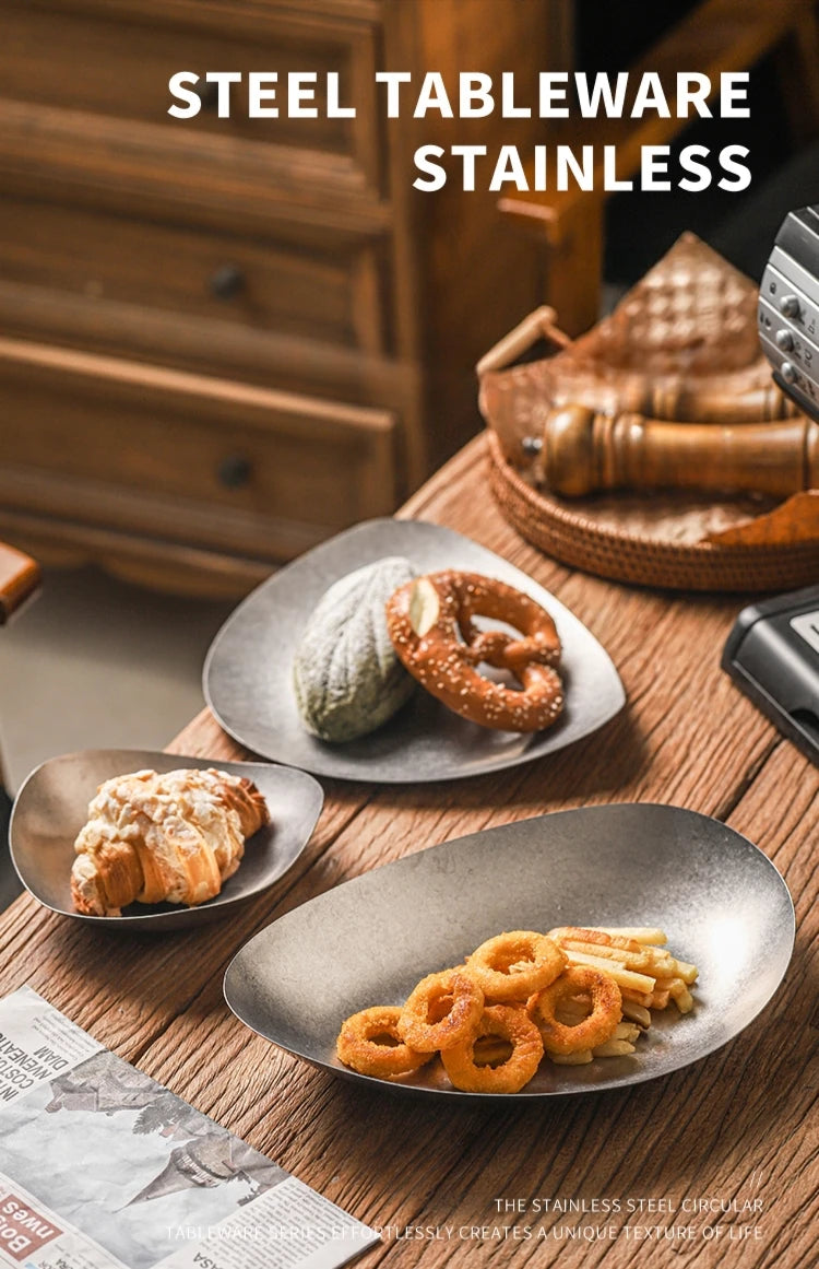 Edelstahl Teller 304 - Vintage Dessert Sushi Restaurant Dinner Geschirr