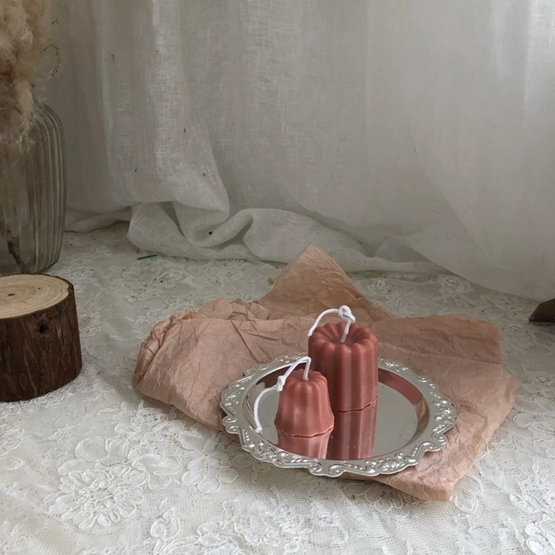 Rundes Metall Tablett - Obst Kuchen Dessert Schmuckschale Aufbewahrung