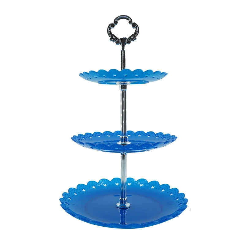 3-stöckige Kuchenetagere - Afternoon Tea Hochzeit Party Blütenform Obstschale