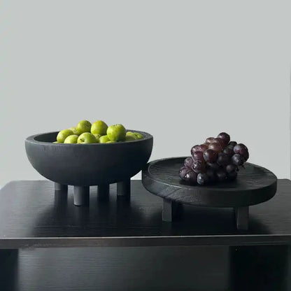 Paulownia Holzteller Wabi-Sabi - Dekorative Obstschale Massivholz