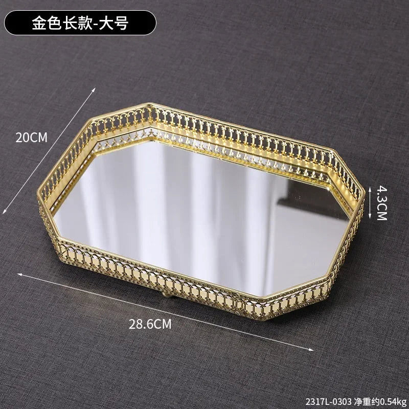 Luxus Spiegel Metall Tablett - Café Restaurant Aufbewahrung Dekoration