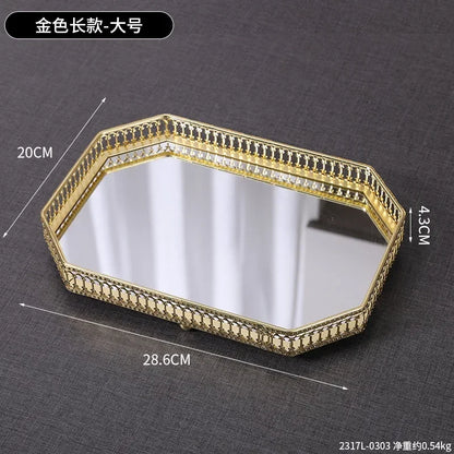 Luxus Spiegel Metall Tablett - Café Restaurant Aufbewahrung Dekoration