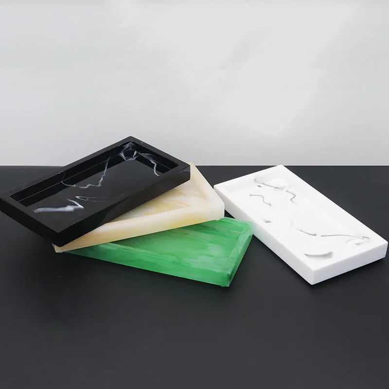 Marmor Harz Aufbewahrungstablett Rechteckig - Bad Schmuck Küche Organizer